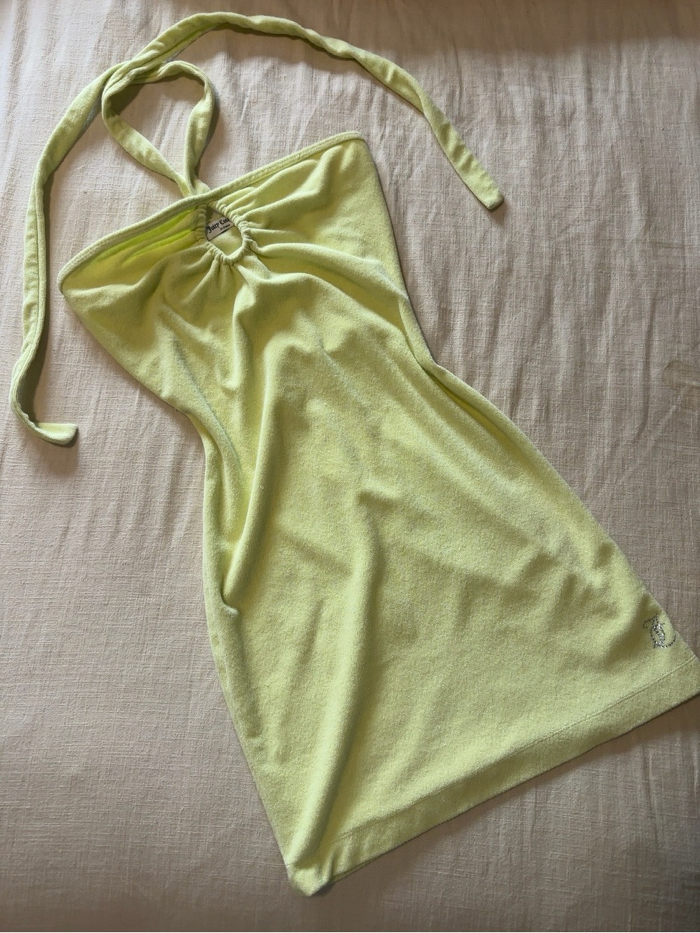 Juicy Couture Terry Cloth Halter Mini Dress Lime Green 💚
